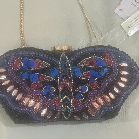 Made in India RARE Beaded Butterfly Handbag Viral Tik Tok Clutch Crossbody NWT - Picture 4 of 4